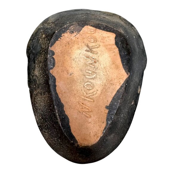 Vintage Tribal Signed 3D Cigar Ashtray N kounkou Handcrafted Stone Face Mask Art - Picture 2 of 5